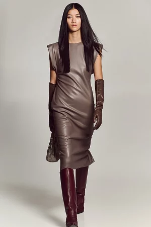 VESTIDO MIDI EFECTO PIEL