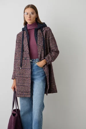 ABRIGO CUADROS CAPUCHA IMPERMEABLE